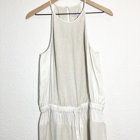 🔥 SALE🔥 Young Broke & Fabulous sea salt tan linen blend Diego jumpsuit Sm - Picture 4 of 14